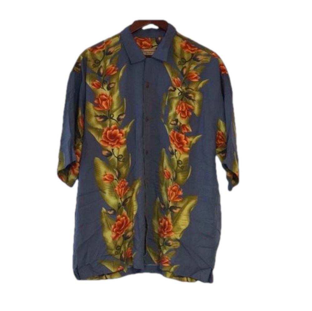 🦁Tony Lambert New York (L)Button down shirt Men’s blue floral short sleeve..